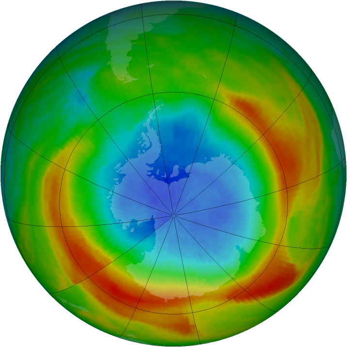 Antarctic ozone map for 14 October 1980
